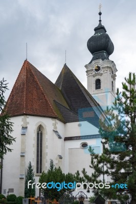 Exterior View Of The Parish Church Of St. Georgen Stock Photo