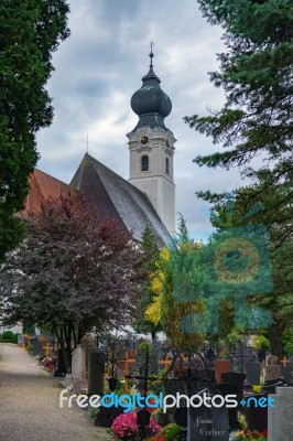 Exterior View Of The Parish Church Of St. Georgen Stock Photo