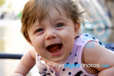 Extremely Happy Infant Stock Photo