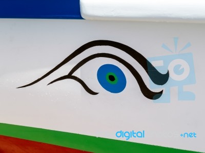 Eye Symbol On A Spanish Fishing Boat Stock Photo