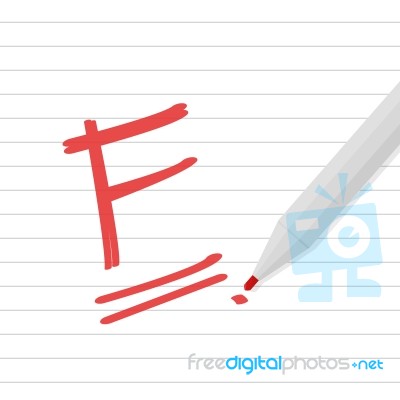 F Grade On Line Paper With Red Pen Stock Image