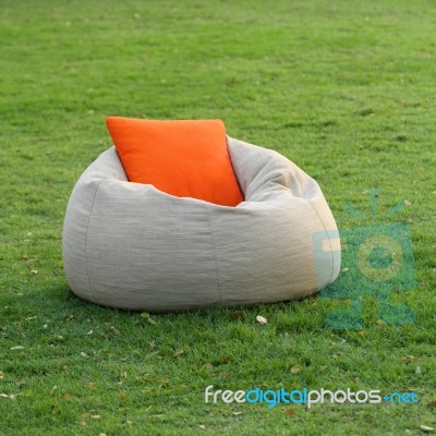 Fabric Chair With Pillow Stock Photo