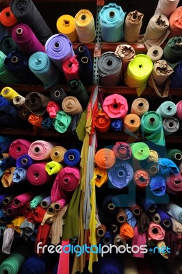 Fabric Textile Rolls Stock Photo