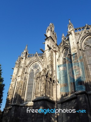 Facade Of The Cathedral Of St Andrew In Bordeaux Stock Photo