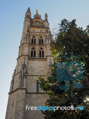 Facade Of The Cathedral Of St Andrew In Bordeaux Stock Photo