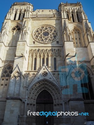 Facade Of The Cathedral Of St Andrew In Bordeaux Stock Photo