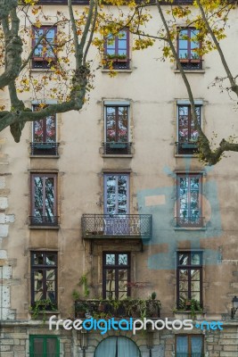 Face Of An Old Town Building In Lyon Stock Photo