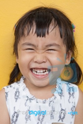 Face Of Asian 4s Year Old Laughing Show Good Healthy Tooth ,happ… Stock Photo