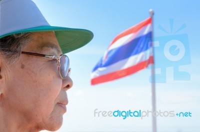 Face Of Old Women Thai People Stock Photo