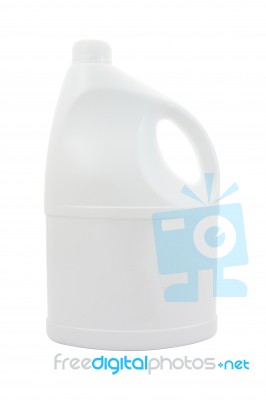 Face Of Plastic Gallon With Handle On White Background Stock Photo