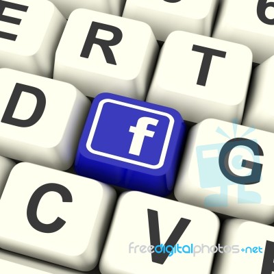 Facebook Key Means Connect To Face Book Stock Image