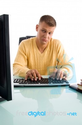 Facial Expression While Working Stock Photo