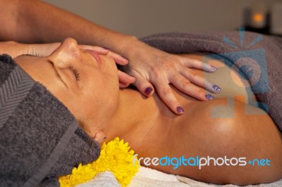 Facial Massage At Spa Salon Stock Photo