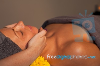 Facial Massage At Spa Salon Stock Photo