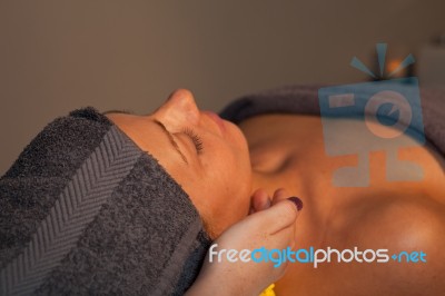 Facial Massage At Spa Salon Stock Photo