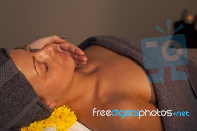 Facial Massage At Spa Salon Stock Photo