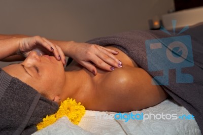 Facial Massage At Spa Salon Stock Photo