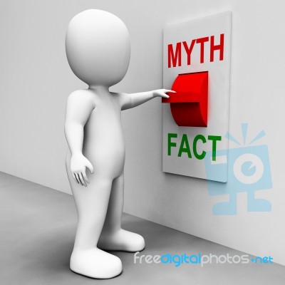 Fact Myth Switch Shows Facts Or Mythology Stock Image