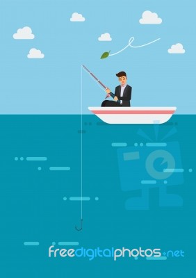 Failure Businessman Fishing Money Stock Image