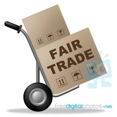 Fair Trade Indicates Shipping Box And Product Stock Image