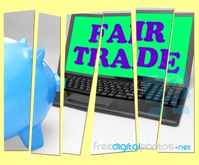 Fair Trade Piggy Bank Means Fairtrade Ethical Shopping Stock Image