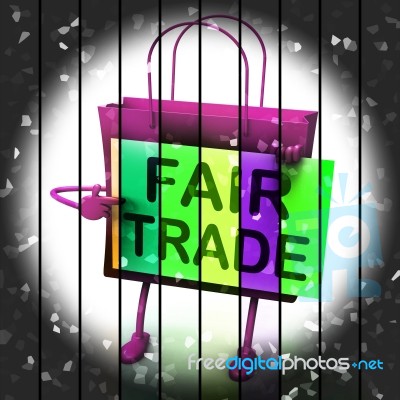 Fair Trade Shopping Bag Represents Equal Deals And Exchange Stock Image