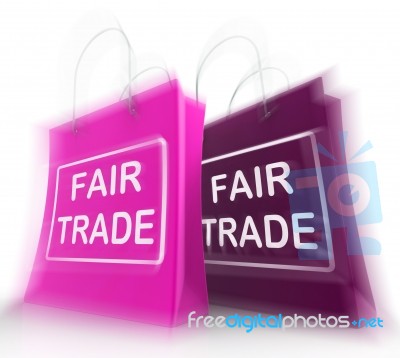 Fair Trade Shopping Bag Represents Equal Deals And Exchange Stock Image