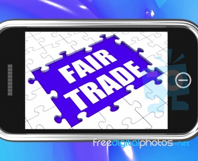 Fair Trade Tablet Means Shop Or Buy Fairtrade Products Stock Image