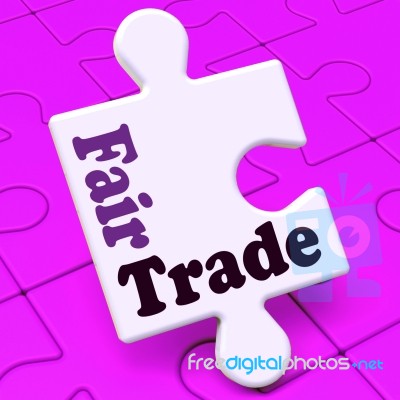 Fairtrade Puzzle Shows Fair Trade Product Or Products Stock Image