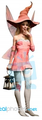 Fairy Holding Lantern Stock Image