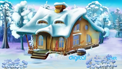 Fairy Tale House On The Edge Of A Snowy Forest Stock Image