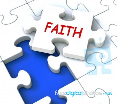 Faith Jigsaw Showing Religious Spiritual Belief Or Trust Stock Image