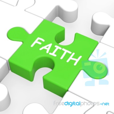 Faith Jigsaw Showing Spiritual Belief Or Trust Stock Image