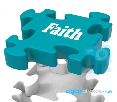 Faith Jigsaw Shows Believing Religious Belief Or Trust Stock Image