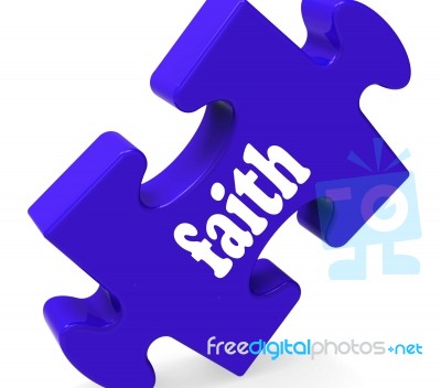 Faith Jigsaw Shows Religious Belief Or Trust Stock Image