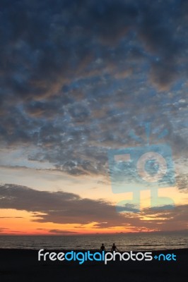 Fall Sunset On Lake Michigan Stock Photo