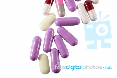 Falling Medicine Pills Stock Photo