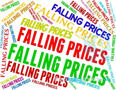 Falling Prices Shows Promo Lowering And Sales Stock Image