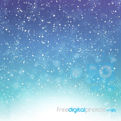 Falling Snow On The Blue And Purple Background Stock Image