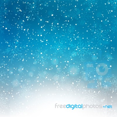 Falling Snow On The Blue Background Stock Image