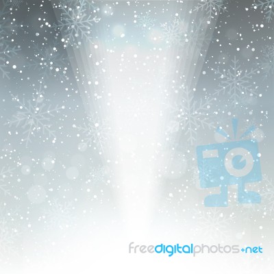 Falling Snow On The Grey Background With Light Stock Image