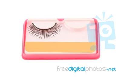 False Eyelashe In Pink Package On White Background Stock Photo