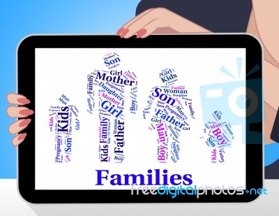 Families Word Indicates Blood Relation And Children Stock Image