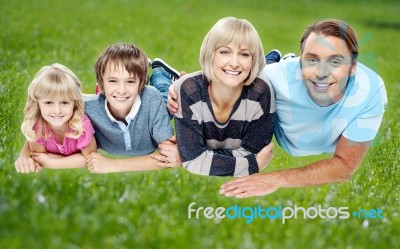 Family Enjoying Their Day Outdoors Stock Photo