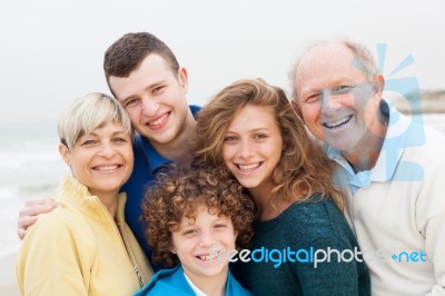 Family Enjoying Their Vacation Stock Photo