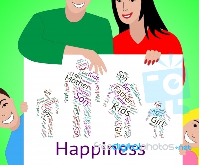 Family Happiness Shows Blood Relative And Cheerful Stock Image