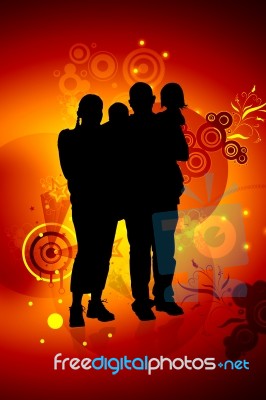 Family In Abstract Background  Stock Image