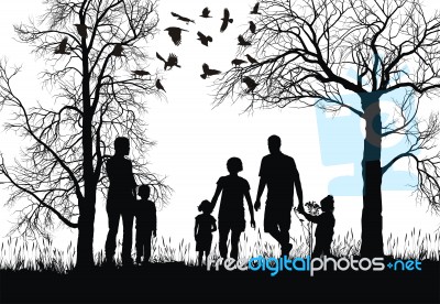 Family In An Autumn Park Stock Image