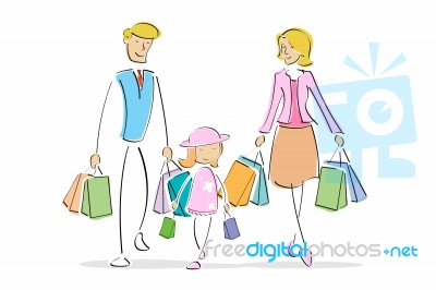 Family In Shopping Stock Image