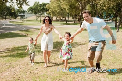 Family In The Park Stock Photo